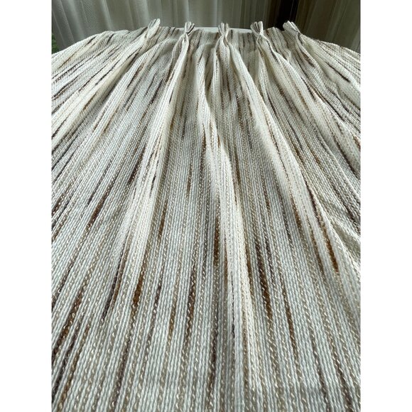 Vintage 1970s pleated curtains, beige & tan vertical stripes, pair of panels - Picture 6 of 10